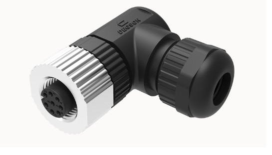 Đầu nối tròn (Connecter ) M12,A-Code, 6 Pin,loại vuông góc,đầu nối âm. Đầu nối bằng vít.