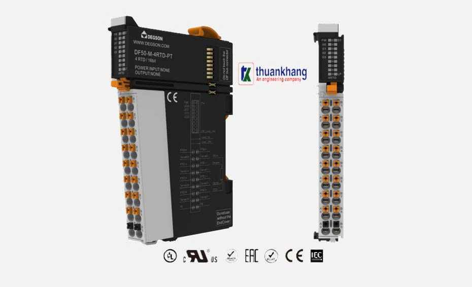 I/O MODULE , Mô đun mở rộng với 4 kênh đầu mô-đun đo điện trở nhiệt (RTD) (DF50-M-4RTD-PT)